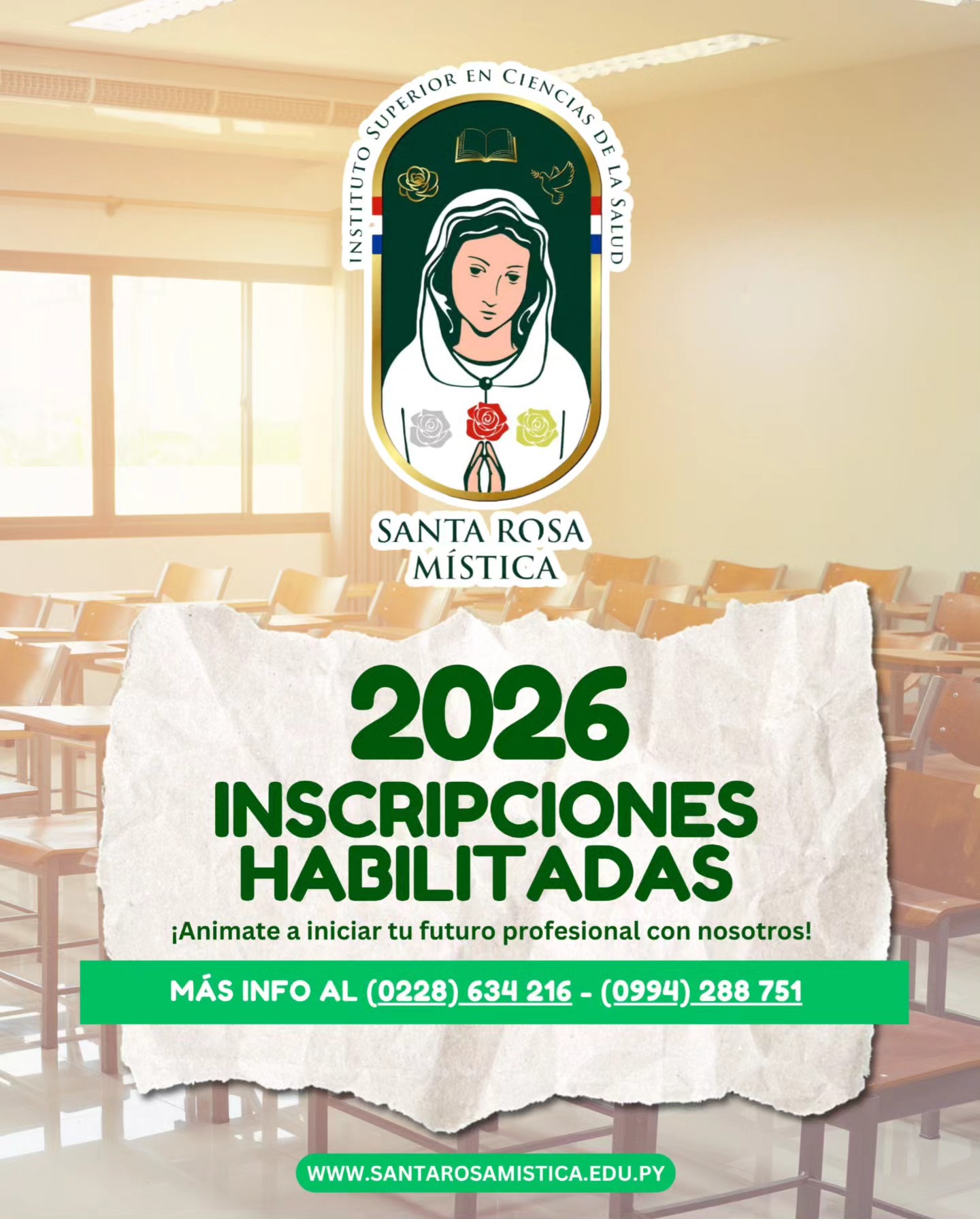 Santa Rosa Mística habilita inscripciones 2026 para carreras en Ciencias de la Salud