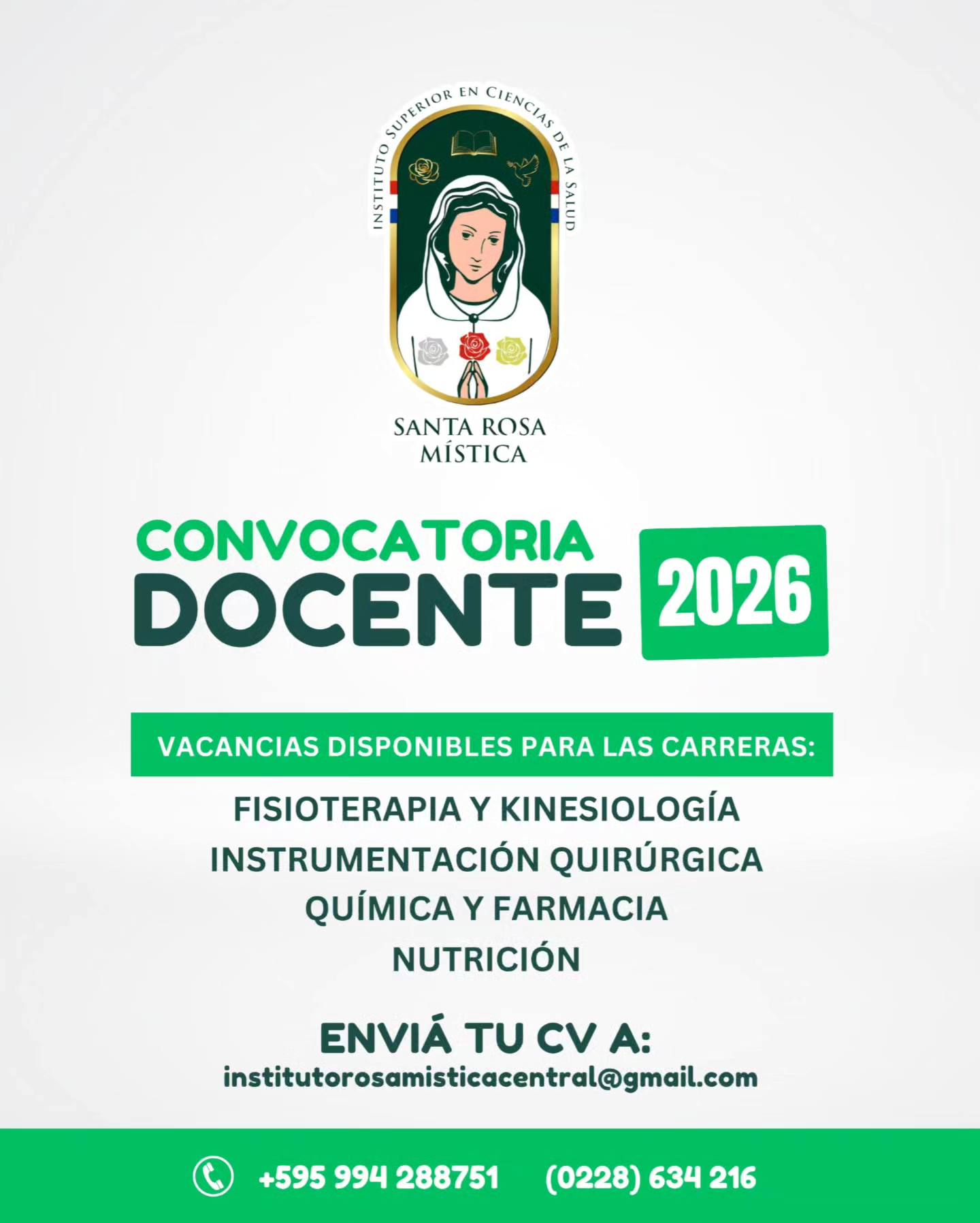 Instituto Santa Rosa Mística abre convocatoria docente para el periodo académico 2026